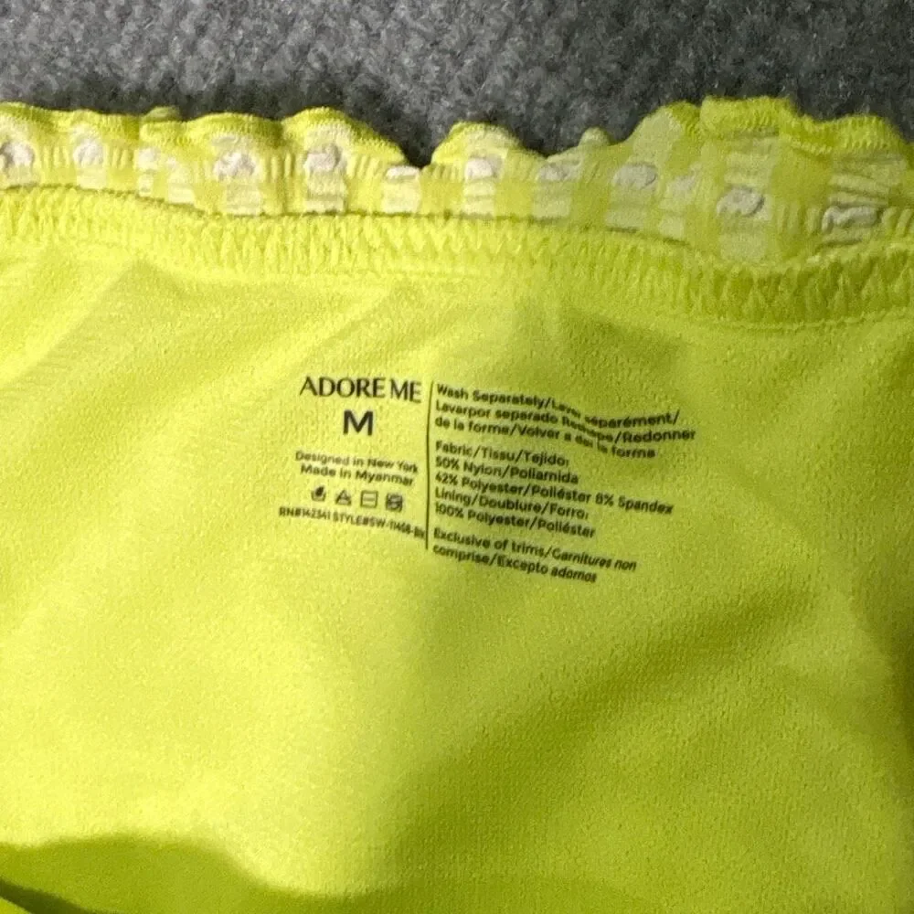 Adore Me Yellow Gingham Bikini Set Size M Tie Side Ruffle Swim